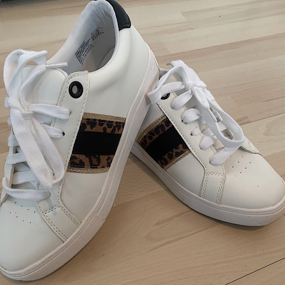 White & Cheetah Sneakers